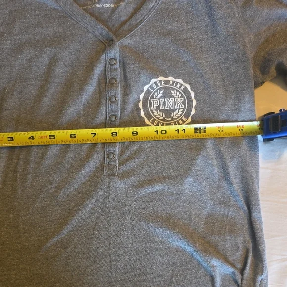 Women's PINK Victoria's Secret Heather Gray Long Sleeve Sleep Tee XS - Picture 5 of 6